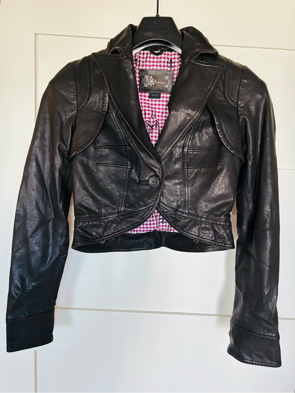 Mackage XS Black Genuine Lambskin Leather Crop Jacket